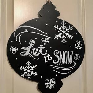 LG HARDBOARD CHALKBOARD CHRISTMAS DECOR LET IT SNO